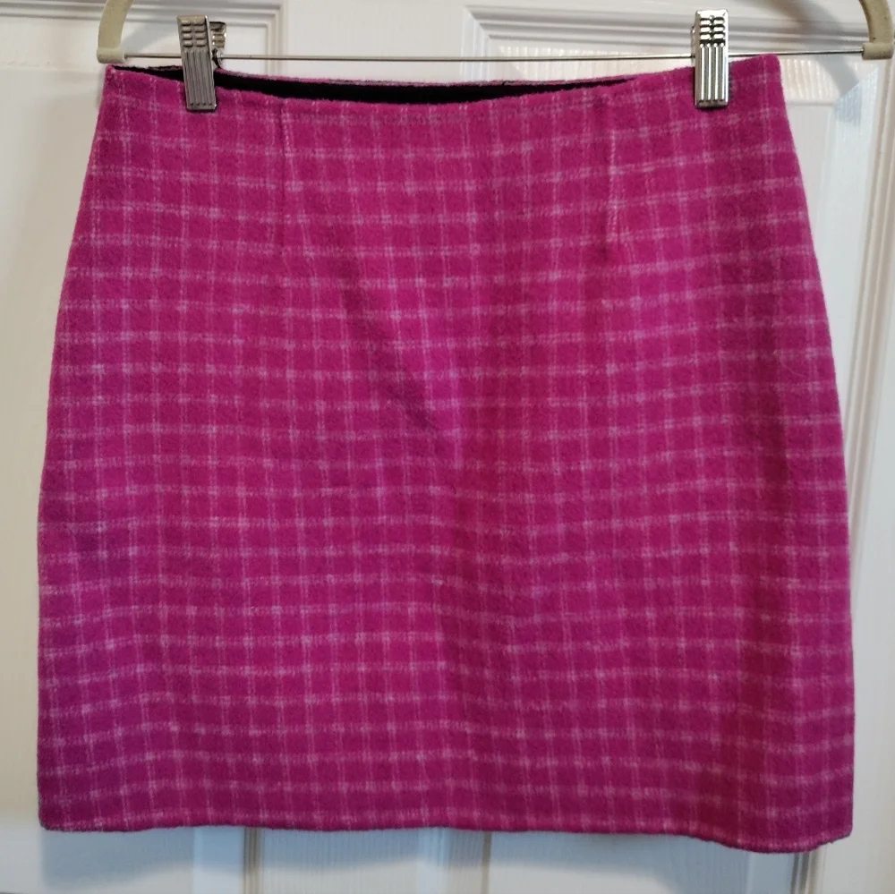 Vintage Lilly Pulitzer pink plaid wool wrap front mini skirt women'…